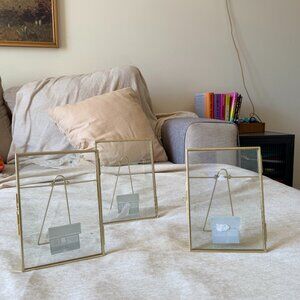 3 Gold Floating Picture Frames - Wedding/Event Table Number Stands